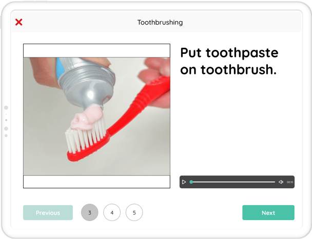 MapHabit map for Toothbrushing shows a step for applying toothpaste to the toothbrush.