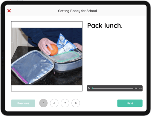 MapHabit map “Getting Ready for Work” shows the step “Pack lunch.”