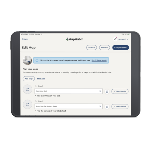 Edit Map screen in the MapHabit app